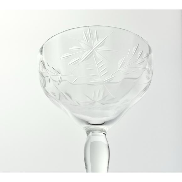 1950s Marion Glass 5 Etched Flower Optic Cocktail Liquor Glasses 5.25” 4oz C-365 - Picture 7 of 9